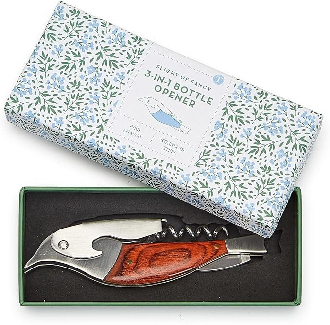 Two's Company Flight of Fancy Bottle Opener in in Gift Box, 5-inch Height, Stainless Steel | Amazon (US)