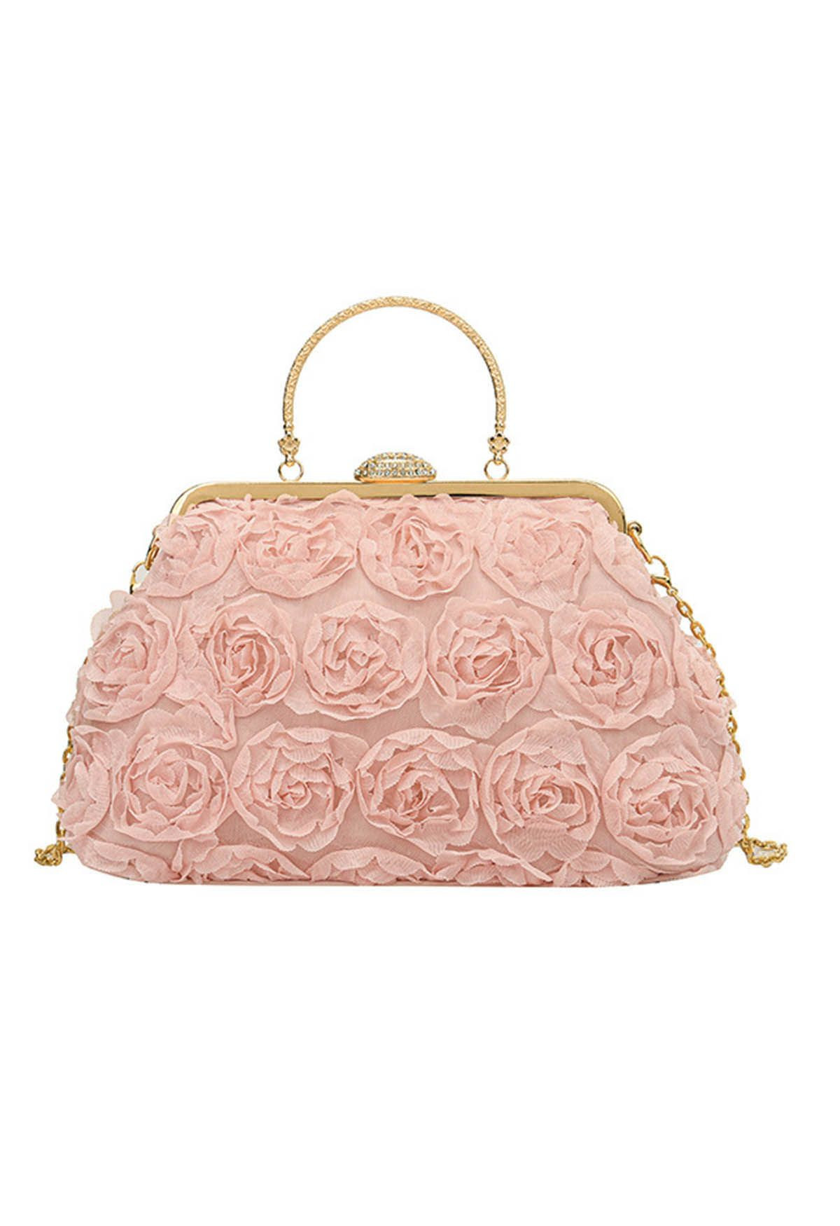 Elegant Rose Petal Clutch in Pink | Chicwish