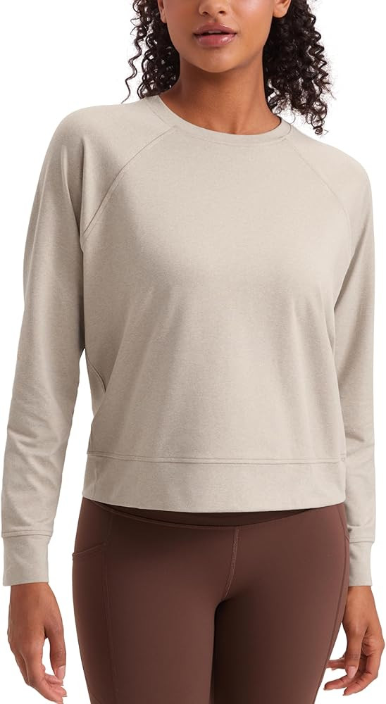 CRZ YOGA Lightweight Pullover Sweatshirt for Women Long Sleeve Soft Casual Crewneck Tops Basic Workout Fall Shirts | Amazon (US)