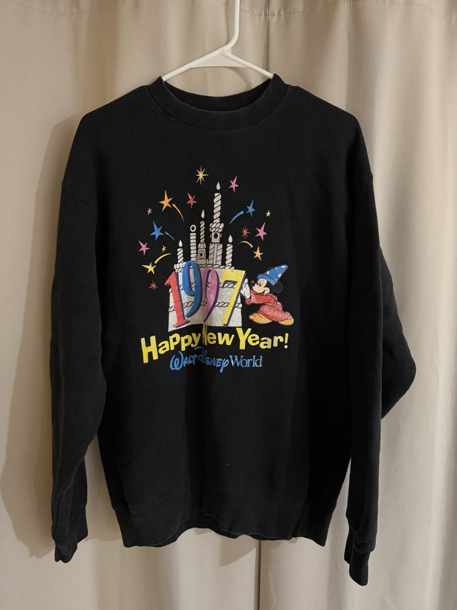 Vintage 1997 Walt Disney World Mickey Happy New Year Crewneck Sweatshirt Large | eBay US