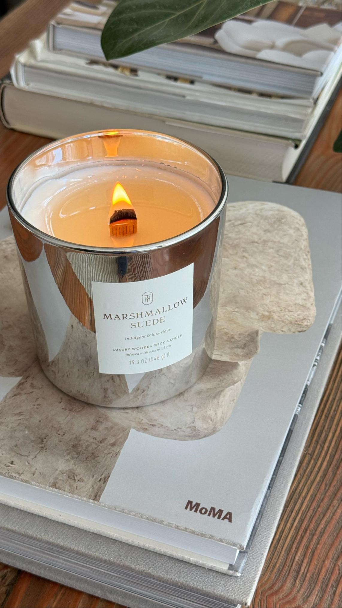 Scent: Marshmallow Suede! This candle is INCREDIBLE!! The scent is amazing and the wood wick completely sold me!! SO GOOD! 

#LTKHome