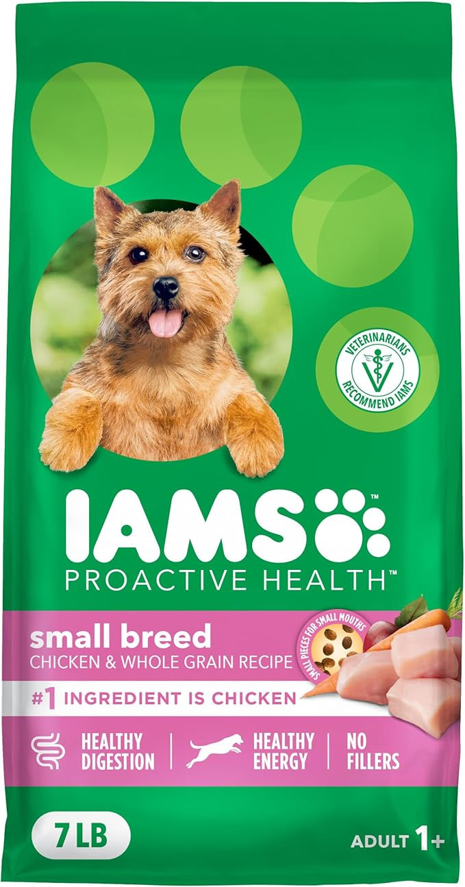 IAMS Proactive Health Dry Dog Food for Small Breeds, Adult Dog Food Dry Recipe, 7 lb. Bag | Amazon (US)