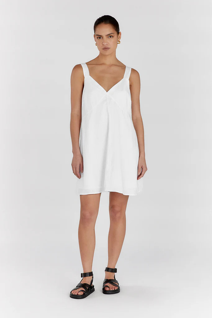 TIARNE WHITE LINEN MINI DRESS | DISSH