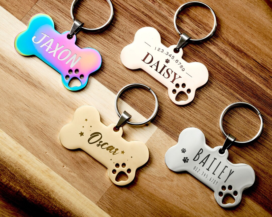 Personalized Bone Shape Dog ID Tag  Custom Dog Tag  Gold - Etsy | Etsy (US)