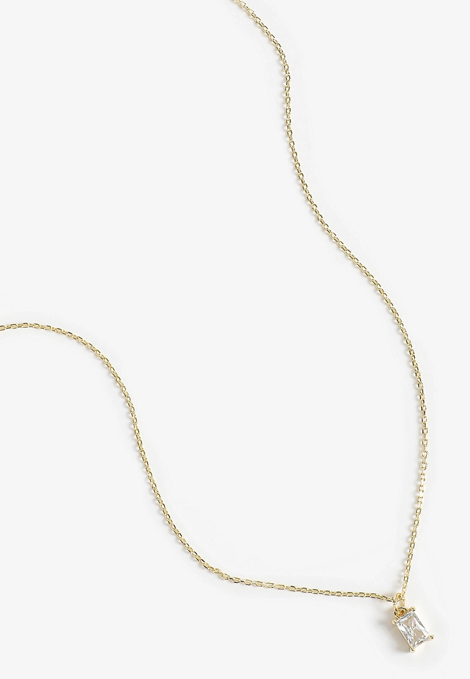 Dainty Gold Plated Baguette Pendant Necklace | Maurices