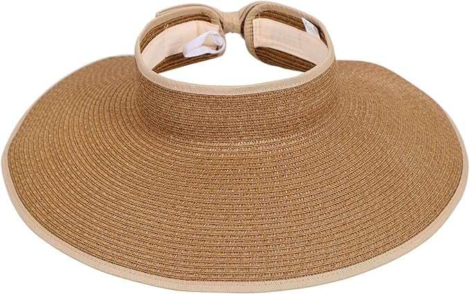 Sun Hats for Women Fashionable Womens Wide Brim Hat Roll-up Straw Sun Visor Hat | Amazon (US)