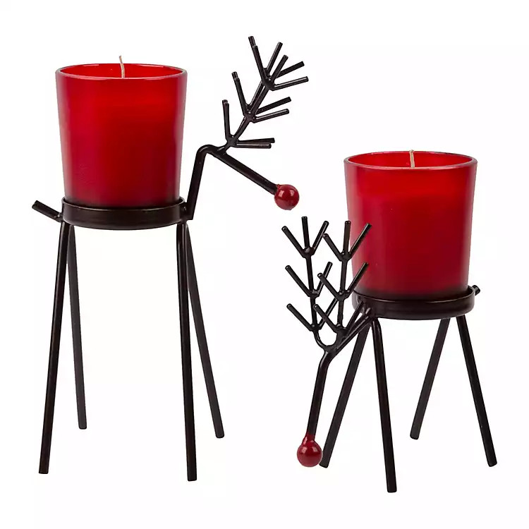 Red Rudolph Reindeer Candle Holders, Set of 2 | Kirkland's Home