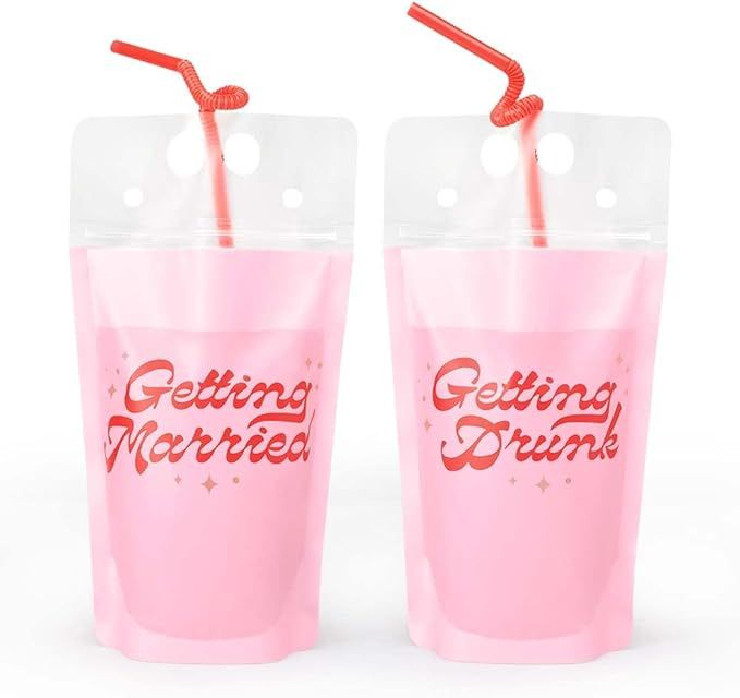 xo, Fetti Bachelorette Party Getting Married Drink Pouches - 16 count | Bach Party Cups, Pink Tra... | Amazon (US)