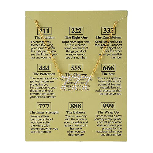 COLORFUL BLING Gold Plated Angel Number Necklace with Meaningful Card 111 222 333 444 555 666 777 888 999 Pendant Choker Numerology Jewelry for Women-777 crystal | Amazon (US)