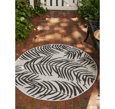 4' x 4' Outdoor Botanical Round Rug | Rugs.com