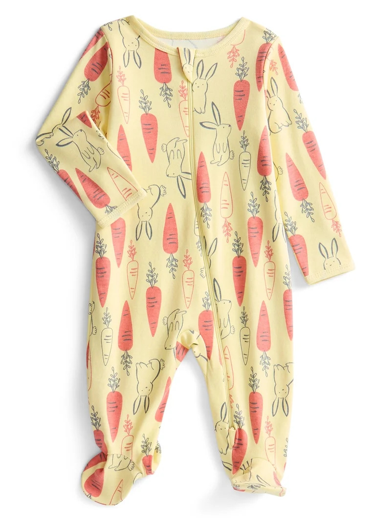 Wonder Nation Baby Boys or Girls Zip Front Footed Pajamas, Sizes Preemieie-6/9 Months | Walmart (US)