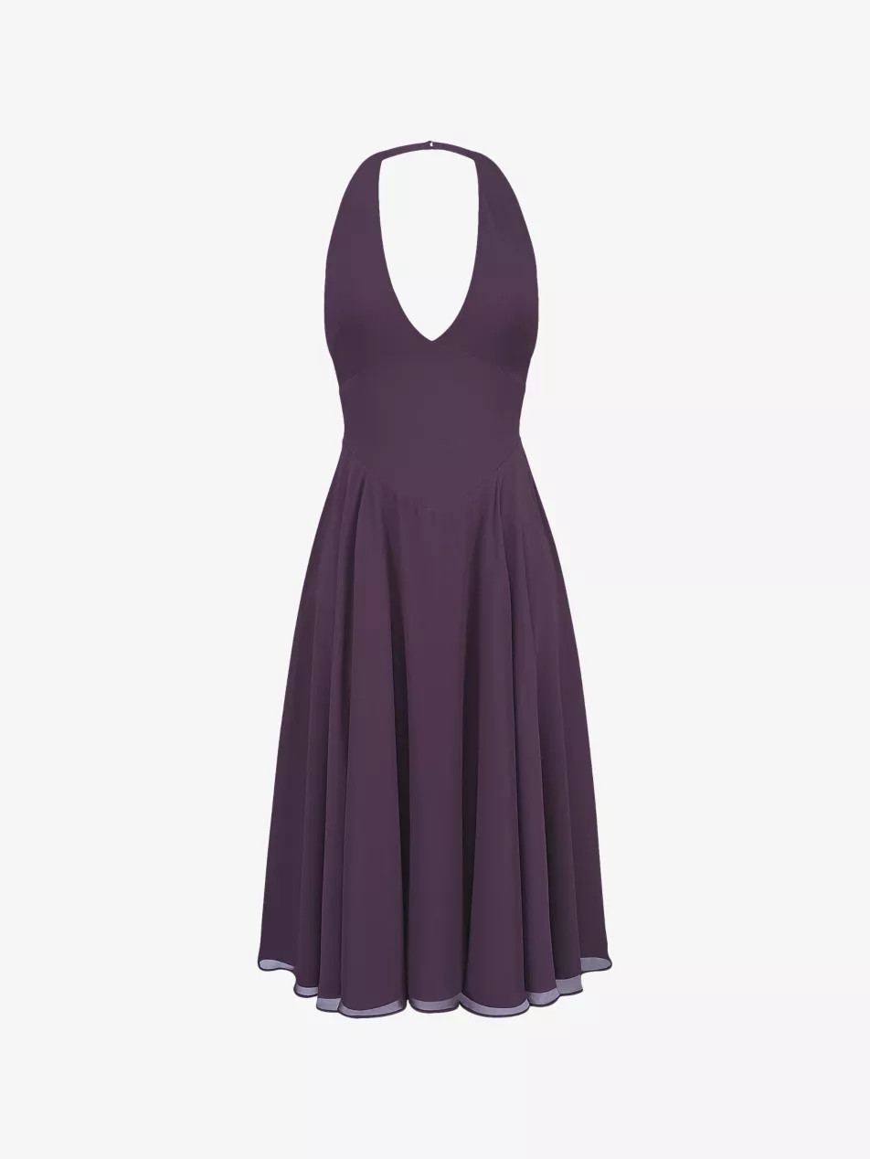 Solada Halter Georgette Woven Sundress | Selfridges