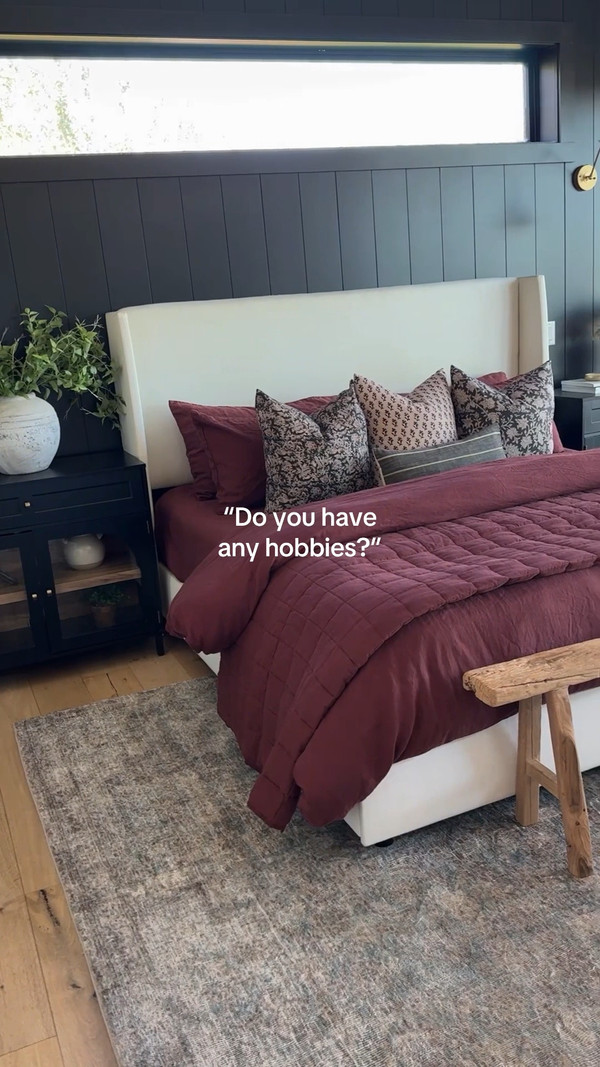 Nothing says cozy fall like rich layers of burgundy European linen bedding from…