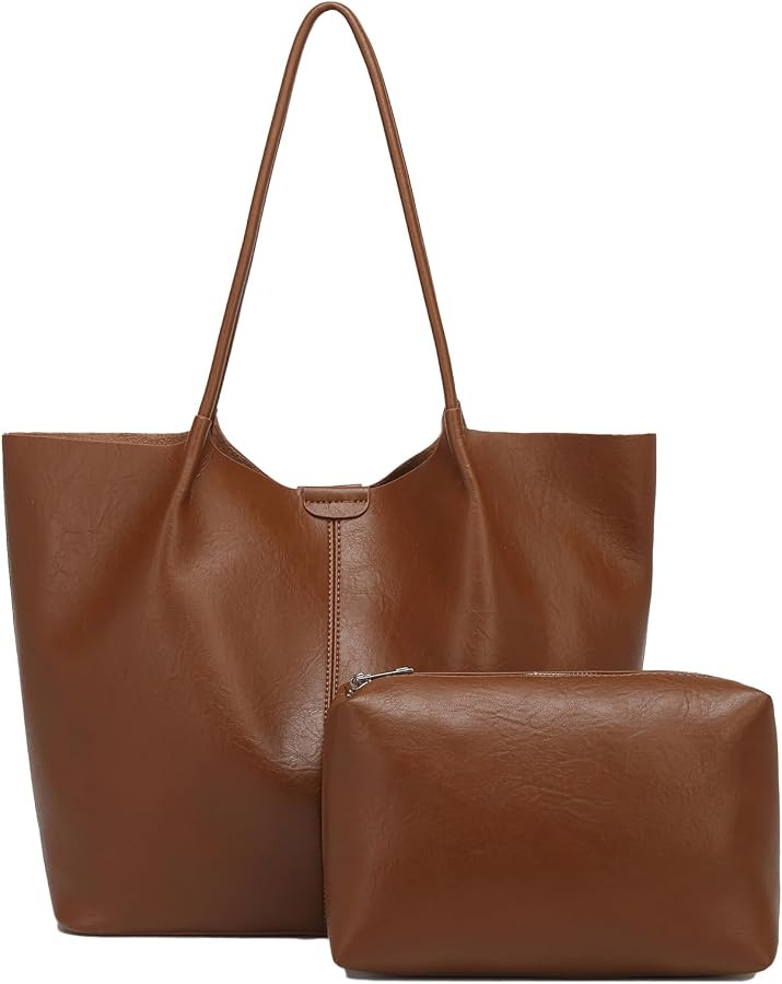 Tote Bag For Women Large Capacity Soft Leather Purse With Interior Pouch Multi-Use For Daily Comm... | Amazon (US)