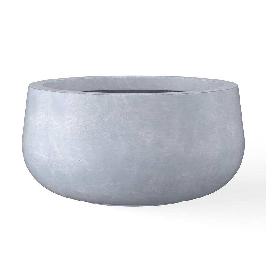 Kante 15.7" Dia Round Concrete Planter, Outdoor Indoor Garden Plant Pots with Drainage Hole and R... | Amazon (US)
