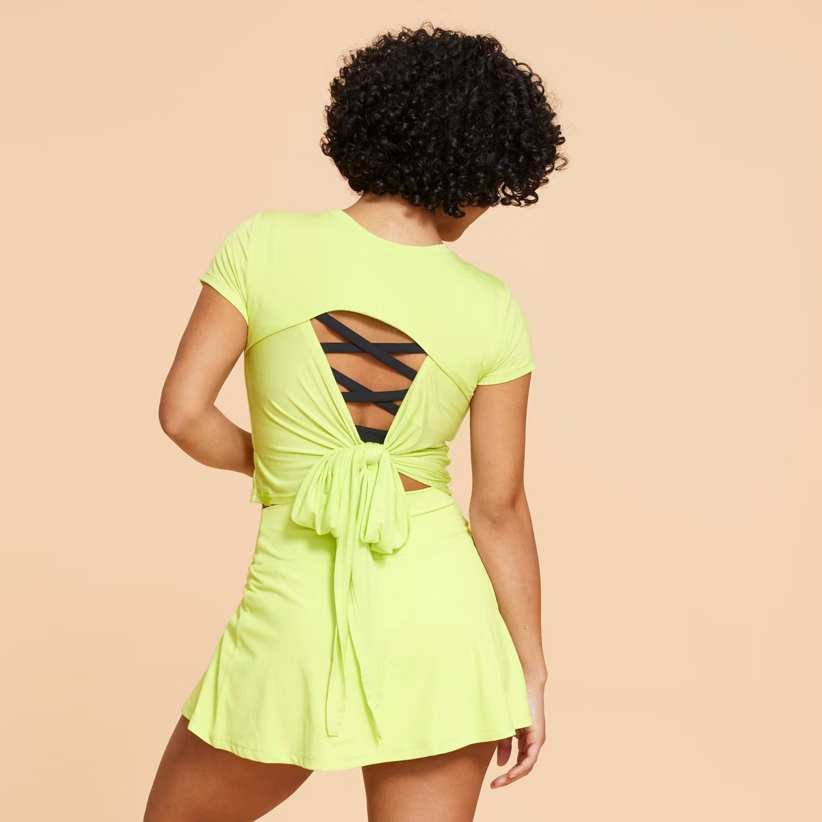 Blogilates Women's Reversible Bow Back Short Sleeve Top - Lime Green S | Target