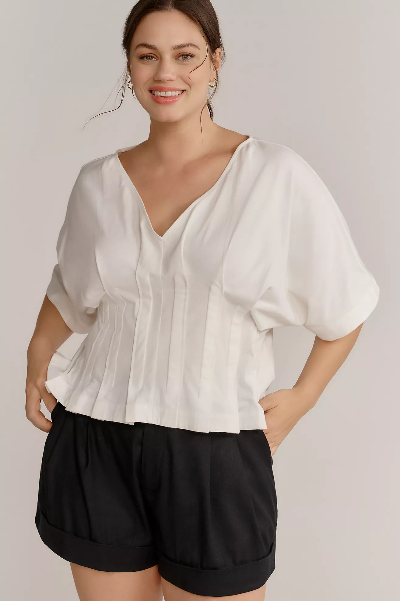 By Anthropologie Dolman-Sleeve Pleated V-Neck Top | Anthropologie (US)