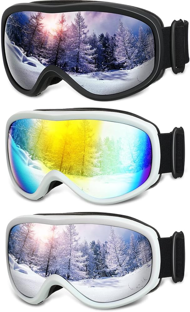 Macarrie 3 Pairs Ski Goggles over Glasses UV Protection OTG Snow Goggles Anti Fog Snowboard Glass... | Amazon (US)