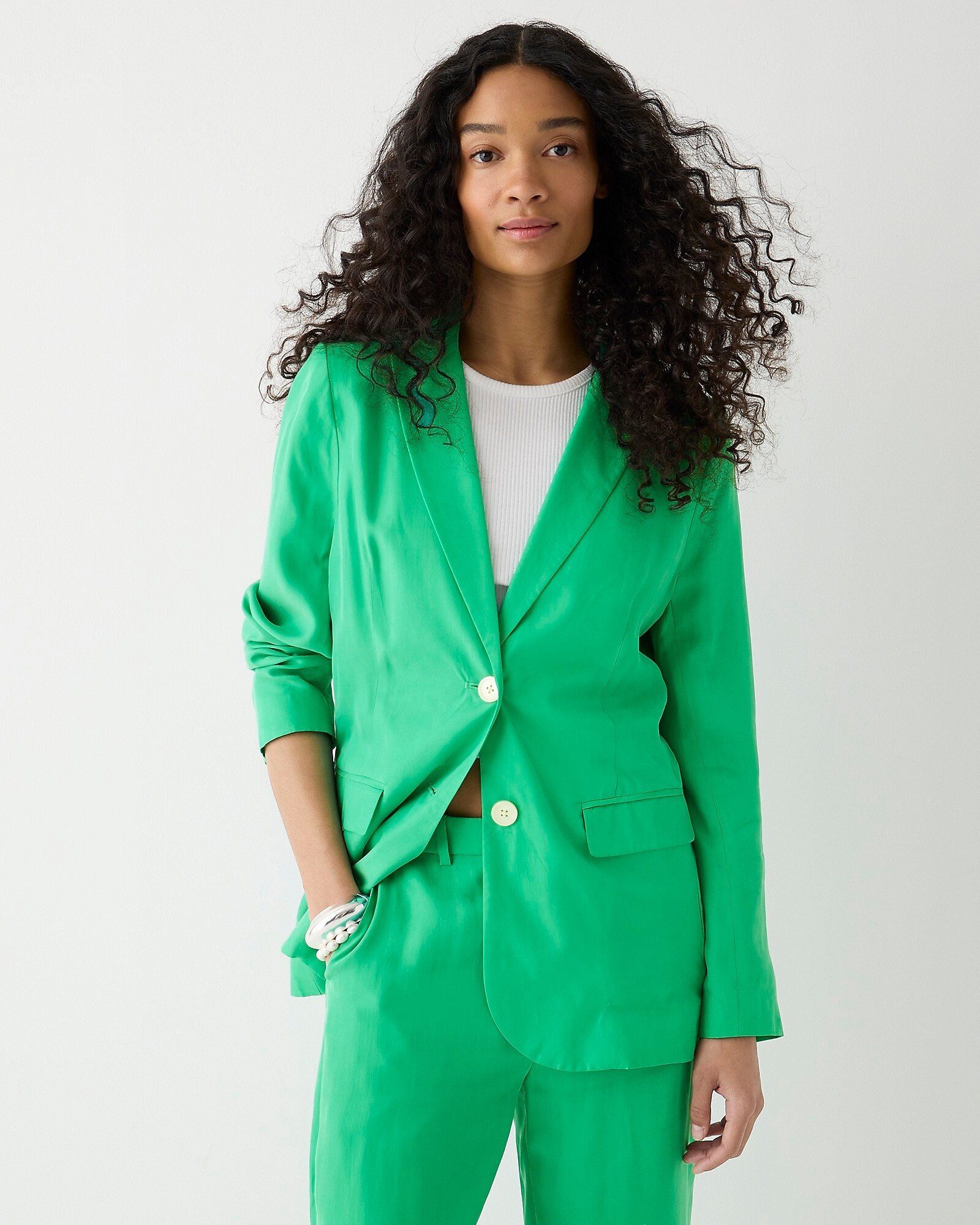 Limited-edition drapey long Parke blazer in cupro blend | J. Crew US