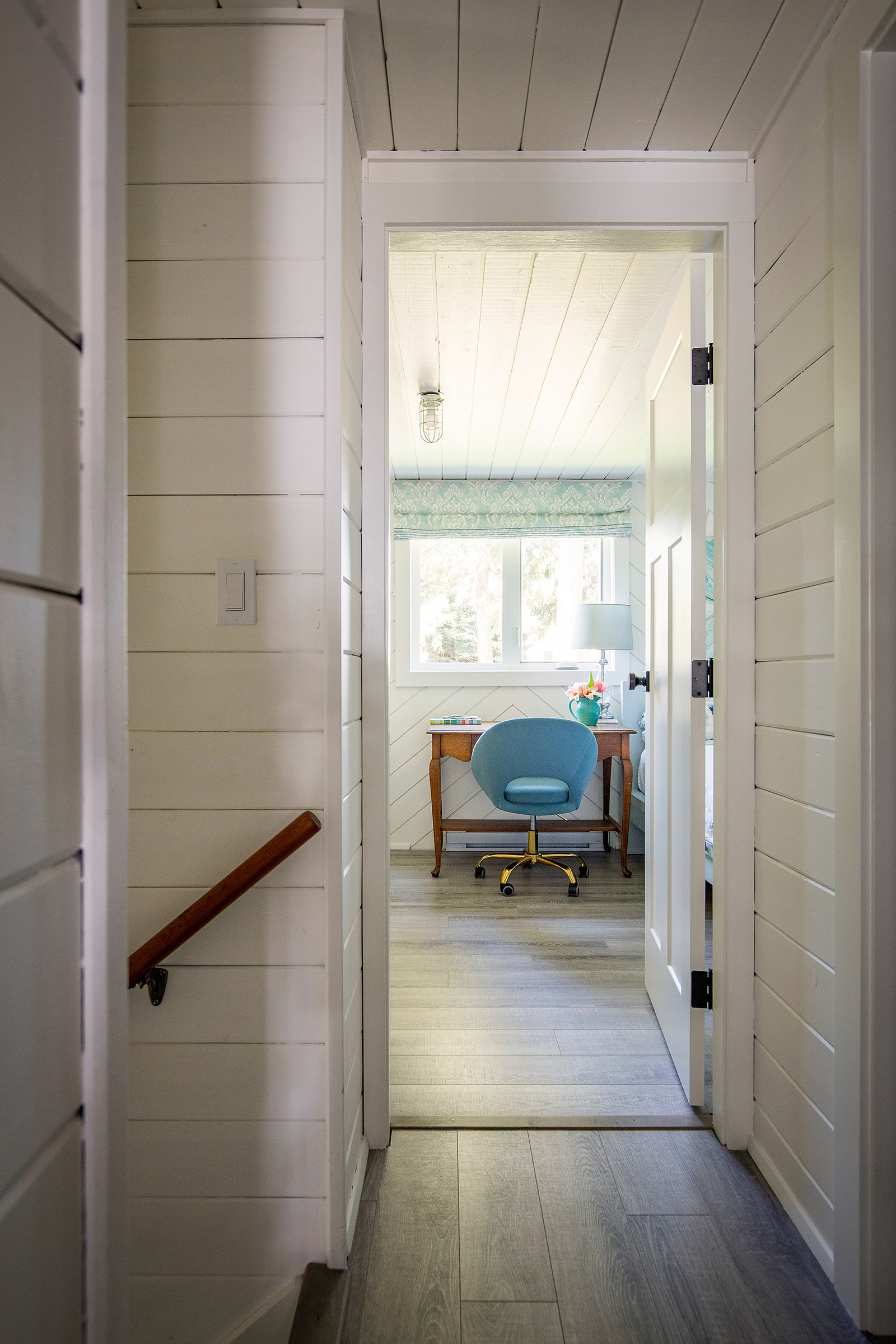 With a laptop computer, I find that I move around the house as I work, following the sunshine.  In the afternoons, this upstairs bedroom with a desk is the perfect spot, especially in winter.  My blue office chair is super comfortable and who doesn't love rolling around?   

 #LTKhome