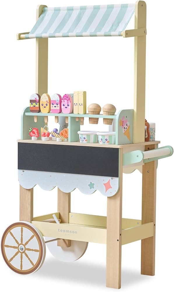 Teamson Kids Jolly Pals Ice Cream Stand, Natural/Mint Green | Amazon (US)