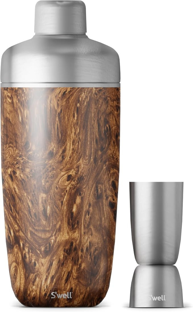S'well Stainless Steel Shaker Set with Jigger, 18oz, Teakwood, Triple Layered Vacuum Insulated Co... | Amazon (US)