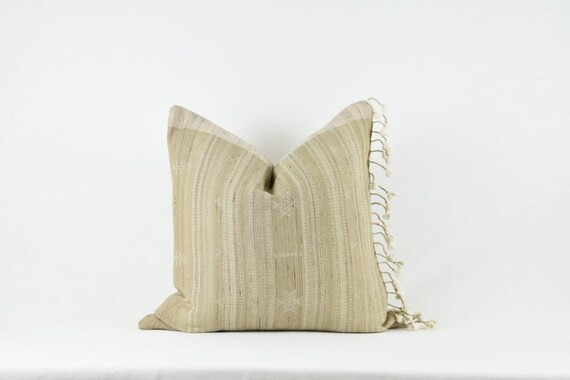 Beige Silk Fringe Pillow | Etsy (US)
