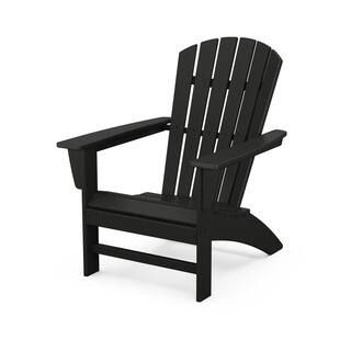 POLYWOOD Grant Park Traditional Curveback Black Plastic Outdoor Patio Adirondack Chair AD440BL - ... | The Home Depot