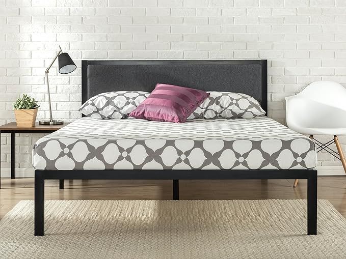 Zinus Korey 14 Inch Platform Metal Bed Frame with Upholstered Headboard / Mattress Foundation / W... | Amazon (US)