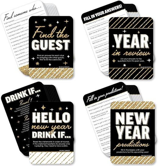 Big Dot of Happiness Hello New Year - 4 NYE Party Games - 10 Cards Each - Gamerific Bundle | Amazon (US)