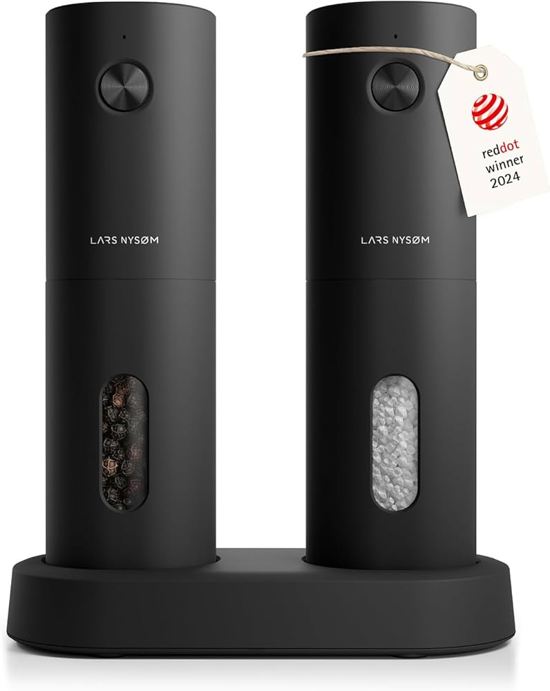 LARS NYSØM Electric Salt and Pepper Grinder Set I Automatic Salt and Pepper Mills with Adjustabl... | Amazon (US)