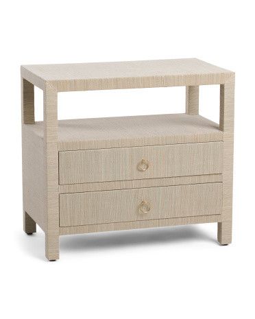 28in Rafia Woven 2 Drawer Nightstand | TJ Maxx