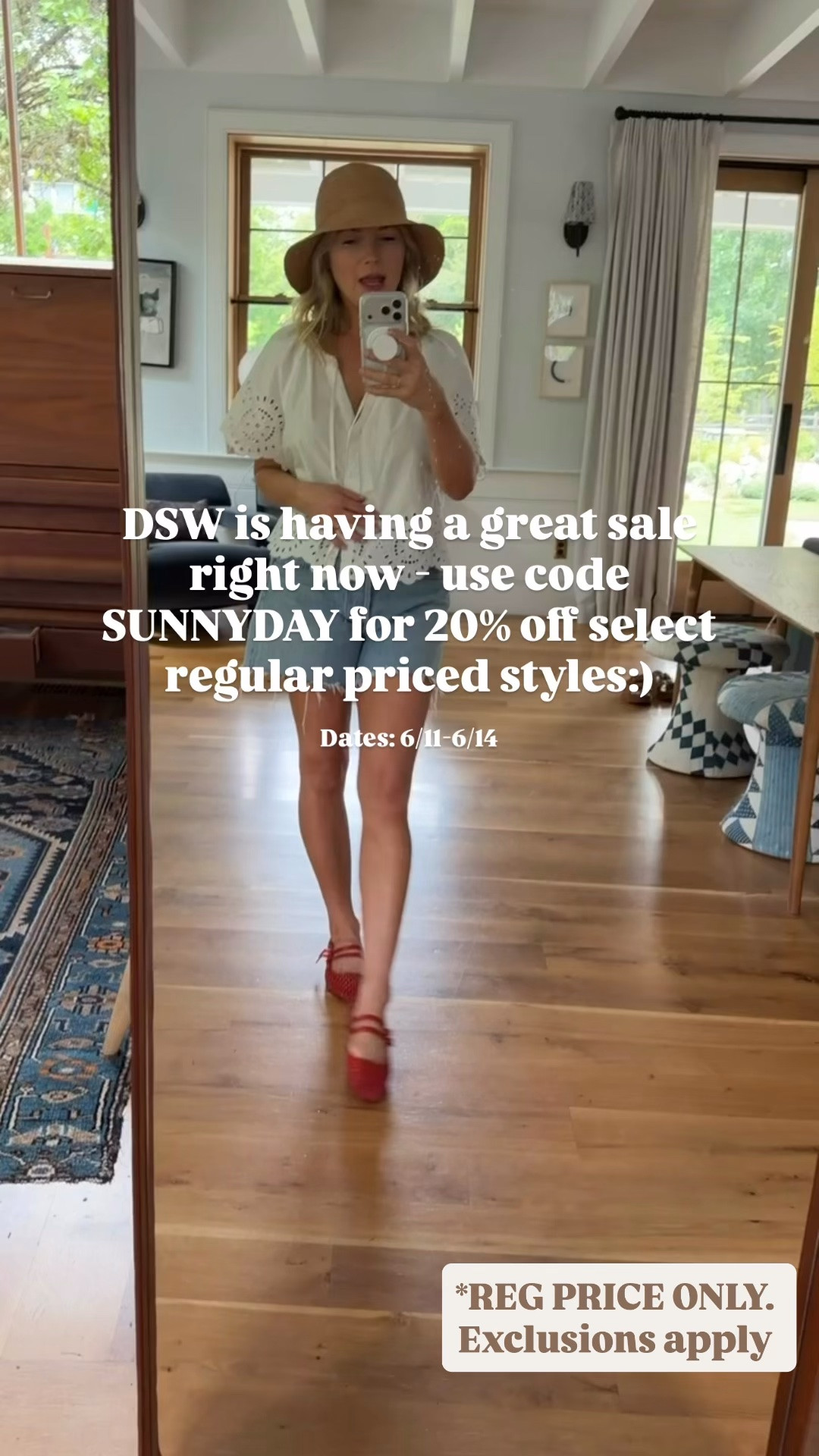 If you haven't checked out DSW lately, they have SO many cute shoes. They're also running a 20% off sale from 6/11 to 6/14 - I love these jelly flats for a fun pop of red. Linked them below and don't forget to use code SUNNYDAY to get 20% off regular priced styles:) *exclusions apply.
@DSW #MyDSW #ad

#LTKSaleAlert