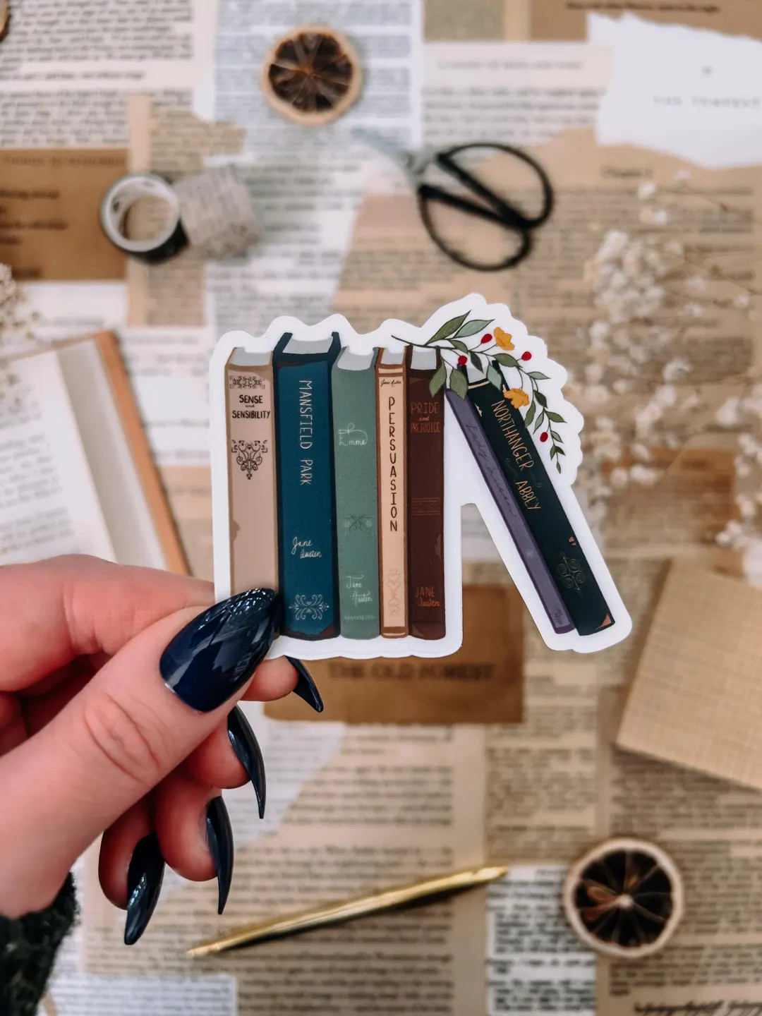 Jane Austen Vintage Books Clear Sticker, Pride & Prejudice, 2.6in X 3in - Etsy | Etsy (US)