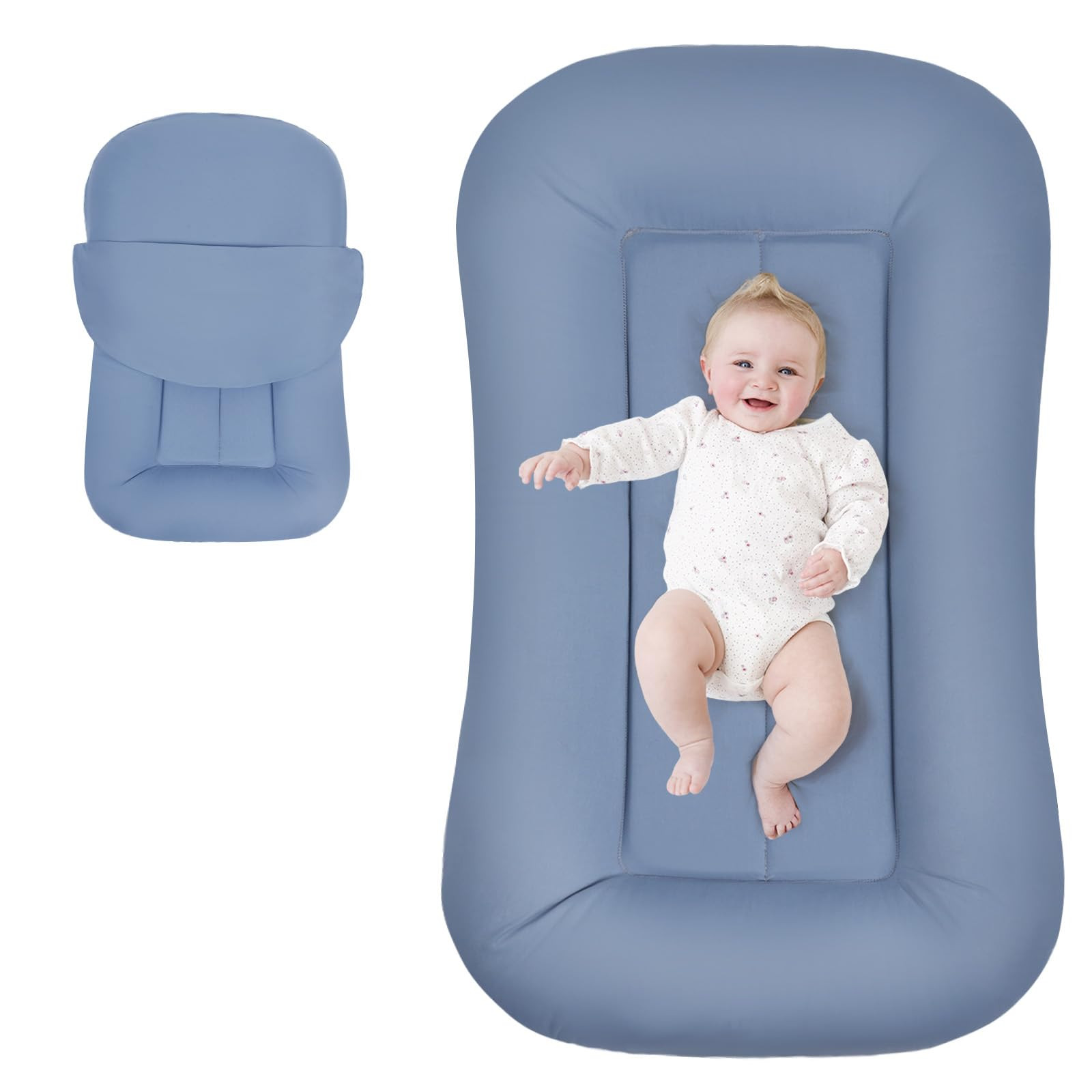 Baby Lounger for Newborn, Portable Tummy Time Mat for Home and Travel, 0-24 Months, Soft Cotton C... | Amazon (US)