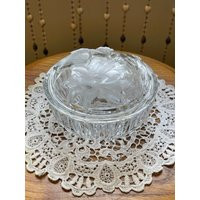 Crystal Candy Dish...floral...embossed With 3D Flowers...clear Glass...2-Piece...storage Dish...beautiful #359 | Etsy (US)