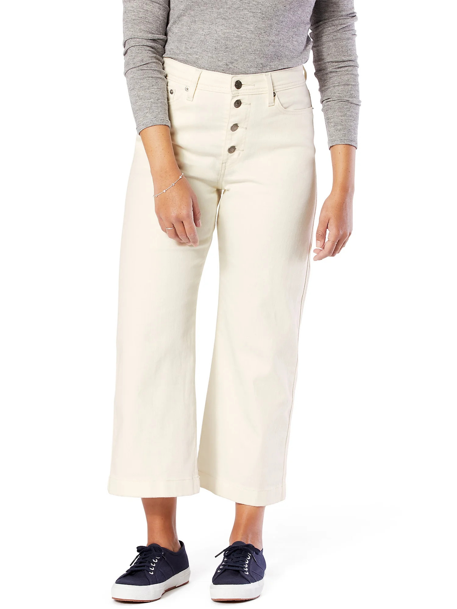 Signature by Levi Strauss & Co. Women's High Rise Wide Leg Button Fly Cropped Jeans | Walmart (US)