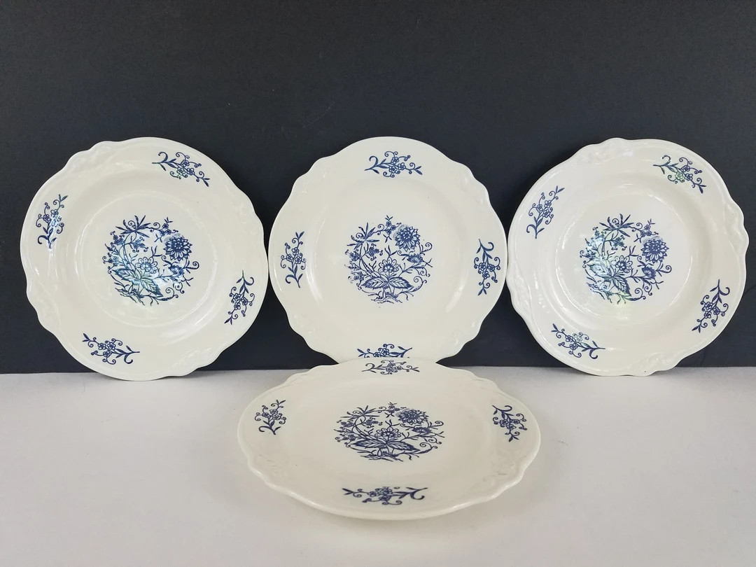 Dresden bread and butter plates blue onion pattern b & b plates set of 4 1960s | Etsy (US)