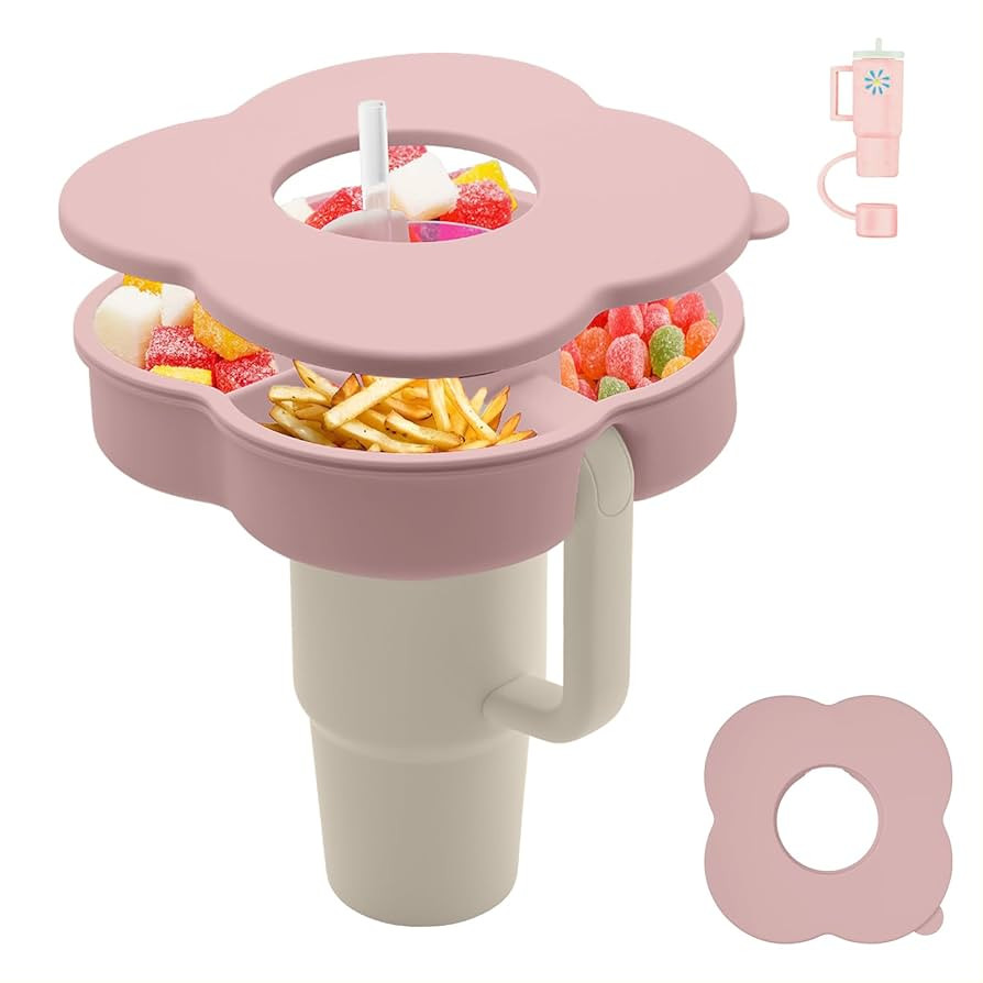 Snack Bowl with Lid for Stanley 40oz Tumbler with Handle, Silicone Reusable Snack Tray Snack Ring... | Amazon (US)