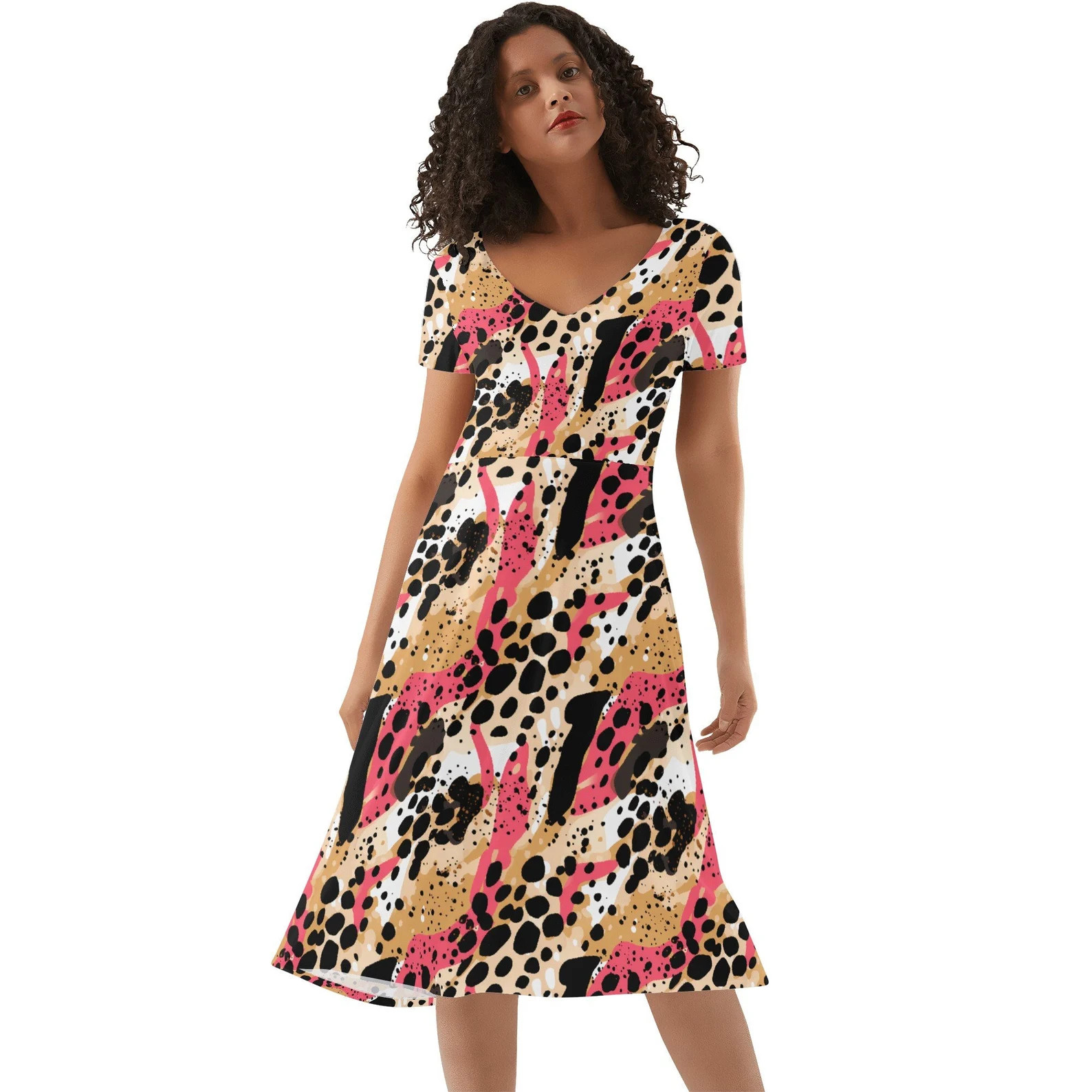 Leopard Dress Women's Cheetah Print Ruffle Trim Hem Urban Chic Dress Cute Leopard Pattern Summer ... | Etsy (DACH)