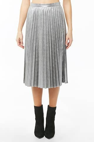 Distressed Metallic Accordion-Pleat Skirt | Forever 21 (US)