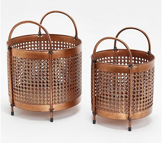 Pacific Thyme Set of 2 Galvanized Metal Baskets - Small & Med. | QVC