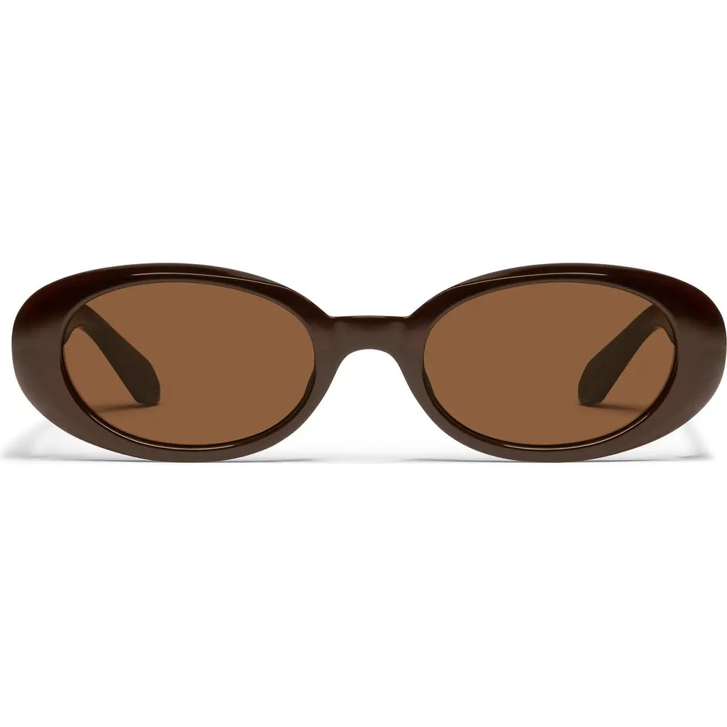 QUAY Felt Cute 52mm Gradient Small Oval Sunglasses in Chocolate/Brown at Nordstrom | Nordstrom