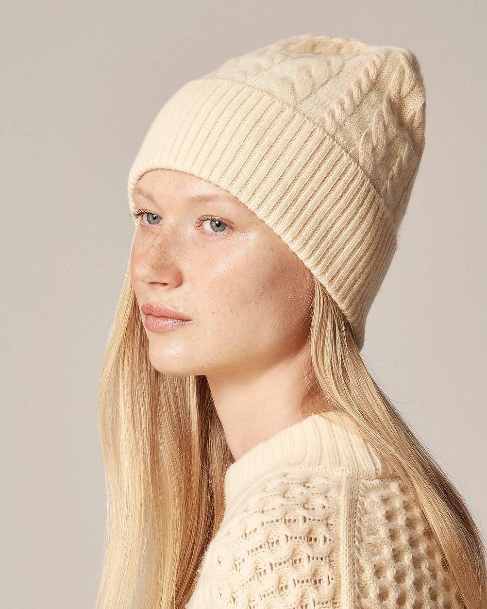 Cashmere cable-knit beanie | J. Crew US