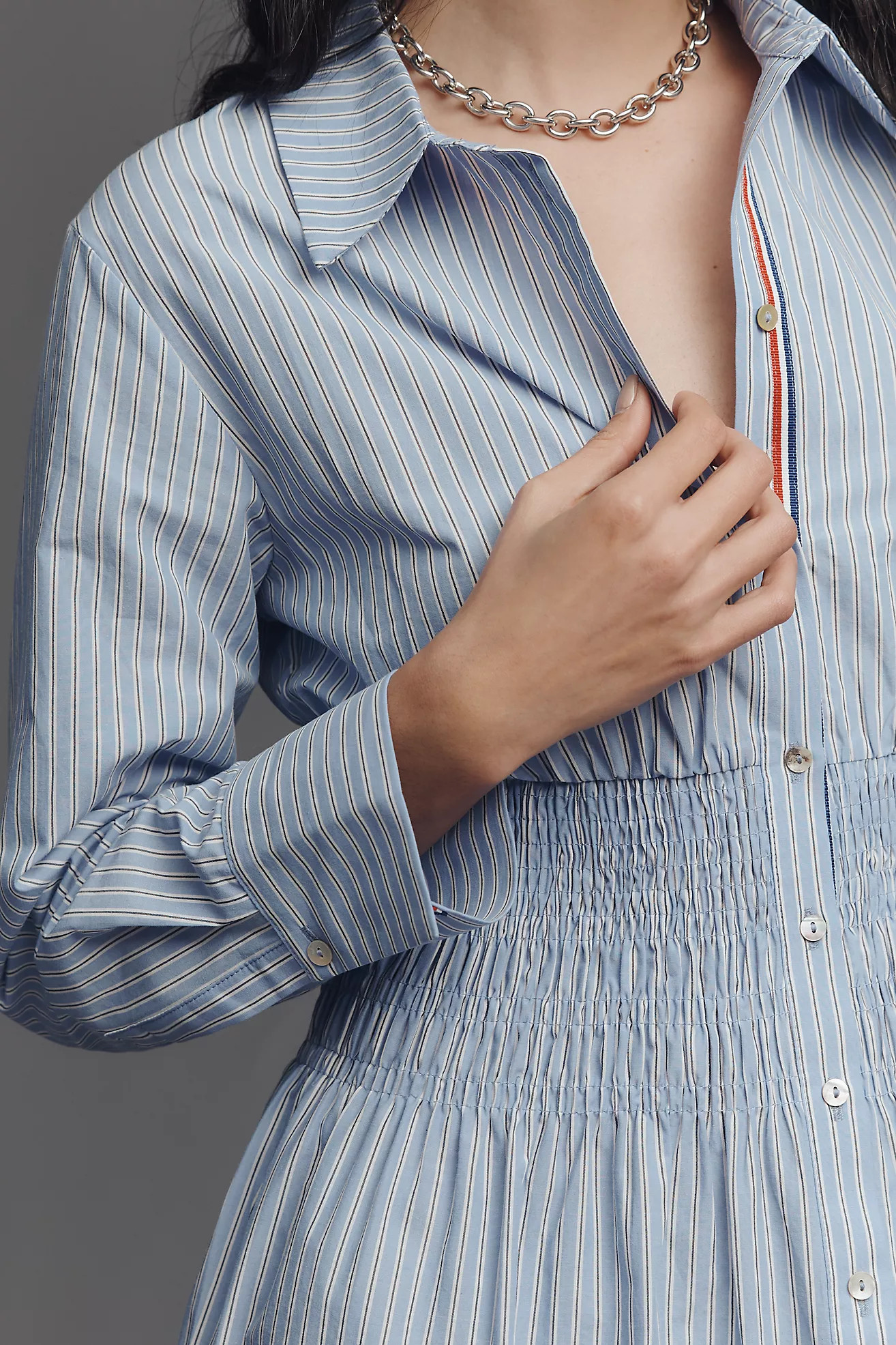 Maeve Long-Sleeve Smocked Waisted Shirt Dress | Anthropologie (US)