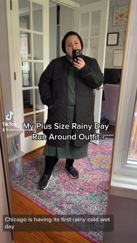 My favorite rainy day, plus size outfit for running around doing errands. Wearing a 2X in the jacket, shoes run TTS and an xxl in the dress  

#LTKsalealert #LTKcurves #LTKSeasonal