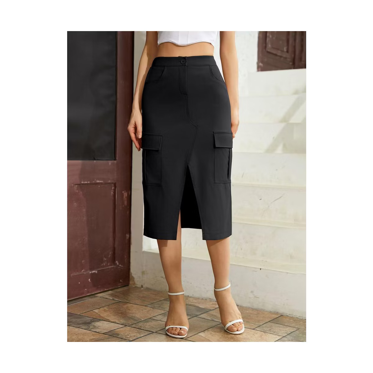 Cargo Skirt for Women Long Y2k Cargo Skirts Low Waist Skirt Trendy Vintage Dress Slit Front Midi ... | Target