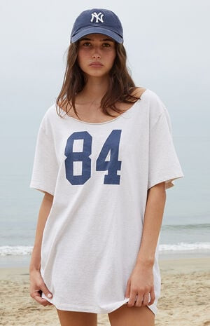 John Galt Light Gray Penelope 84 Off-The-Shoulder Oversized Top | PacSun