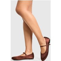 Womens Wide Fit Satin Basic Mary Jane Ballets - Brown - 8, Brown | Boohoo.com (UK & IE)