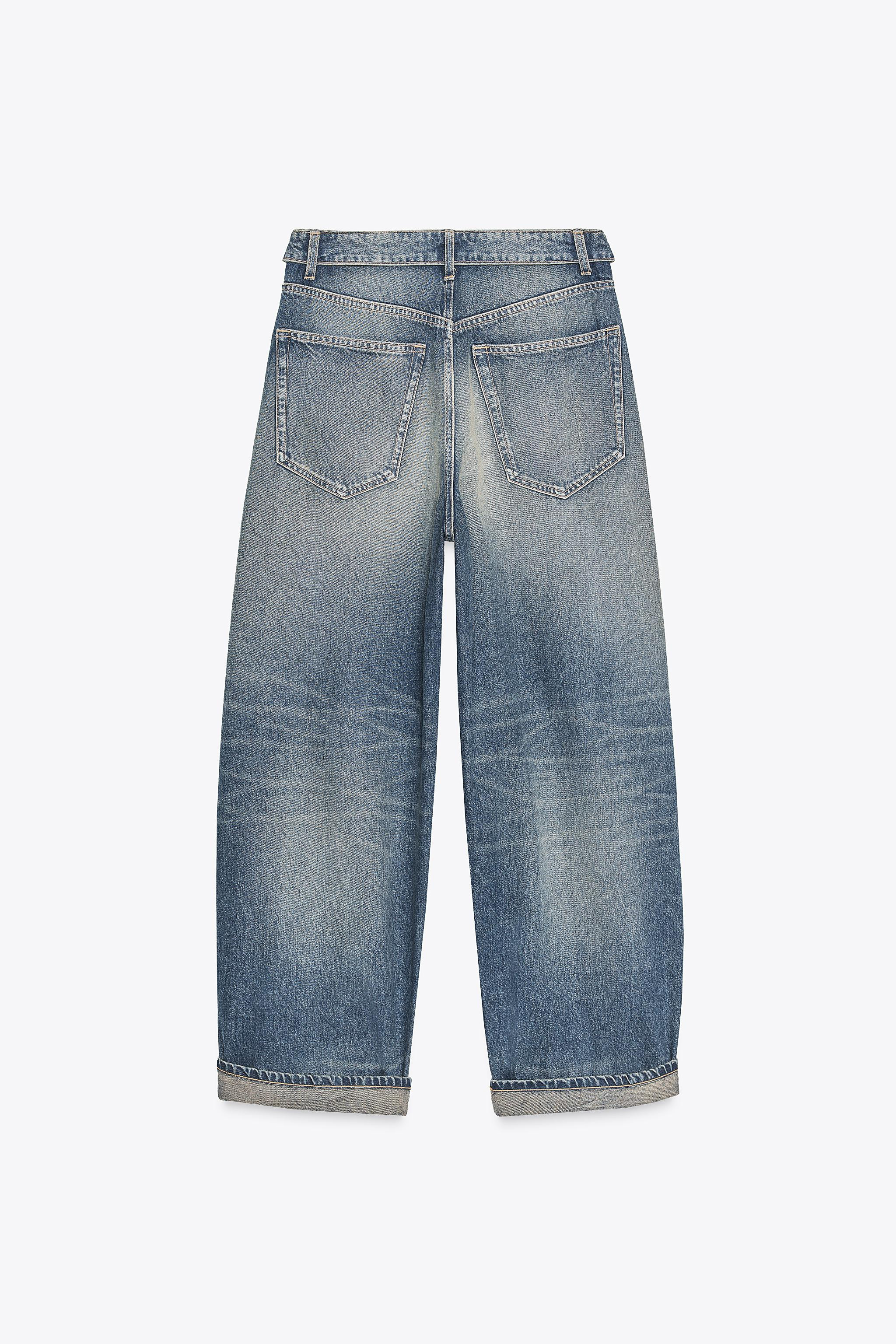 TRF MID-RISE FOLD-OVER WAISTBAND JEANS | Zara US